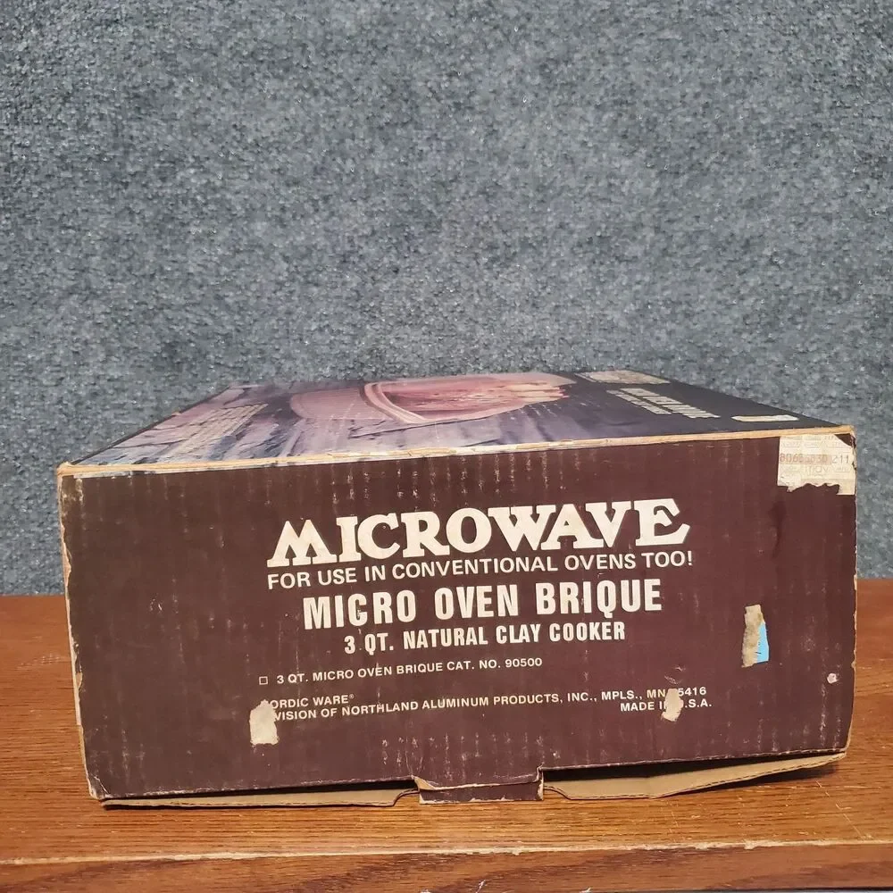 Vintage Nordic Ware Micro Oven Brique 3 Qt Natural Clay Cooker USA New Open Box